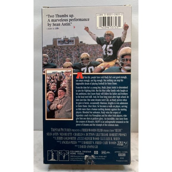 Rudy VHS 1994 Sean Astin Ned Beatty Football Drama - Picture 3 of 4